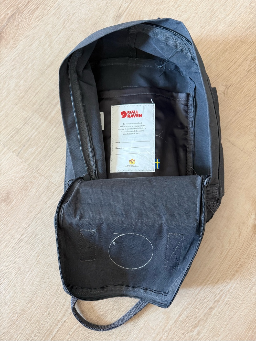 Fjallraven Kanken Mini Backpack in Black with Red Logo - Picture 3 of 3